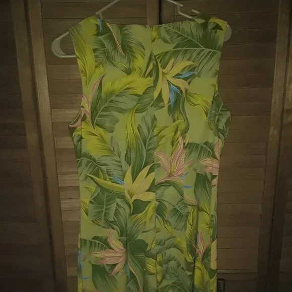 Lot- AGB SZ 8 Tropical Scoop Neck Fitted Short Dress + Open Weave Shrug Vacay ! - Picture 3 of 5